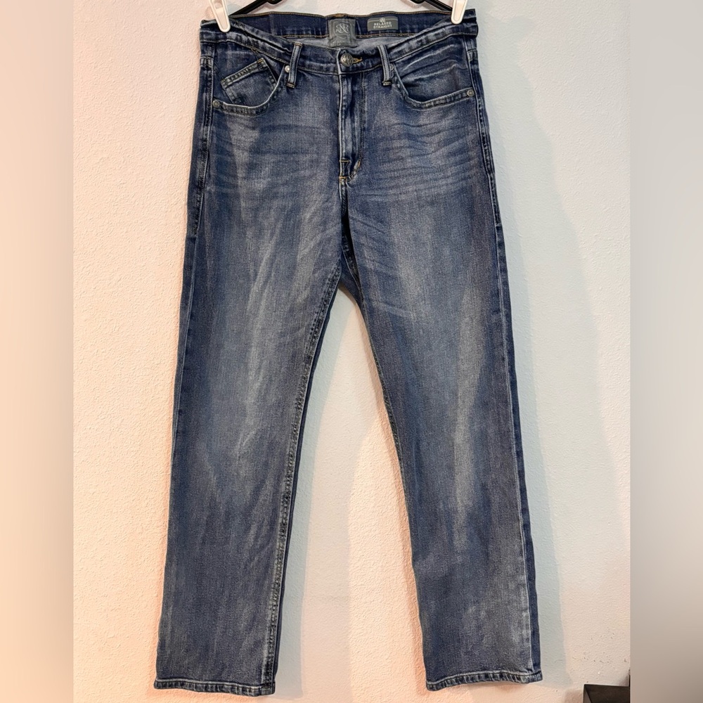 Rock & Republic Straight Light Weight Jeans Distressed Men's 32x30 Steel/Grey•